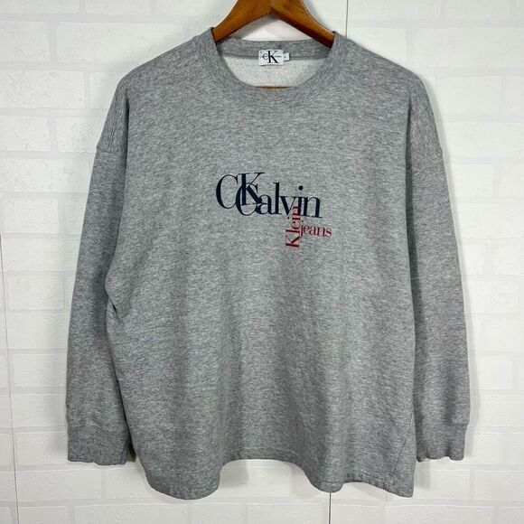 Calvin Klein Mens Crewneck Sweatshirt Size Large Vintage Made In Usa Cotton - Picture 1 of 12